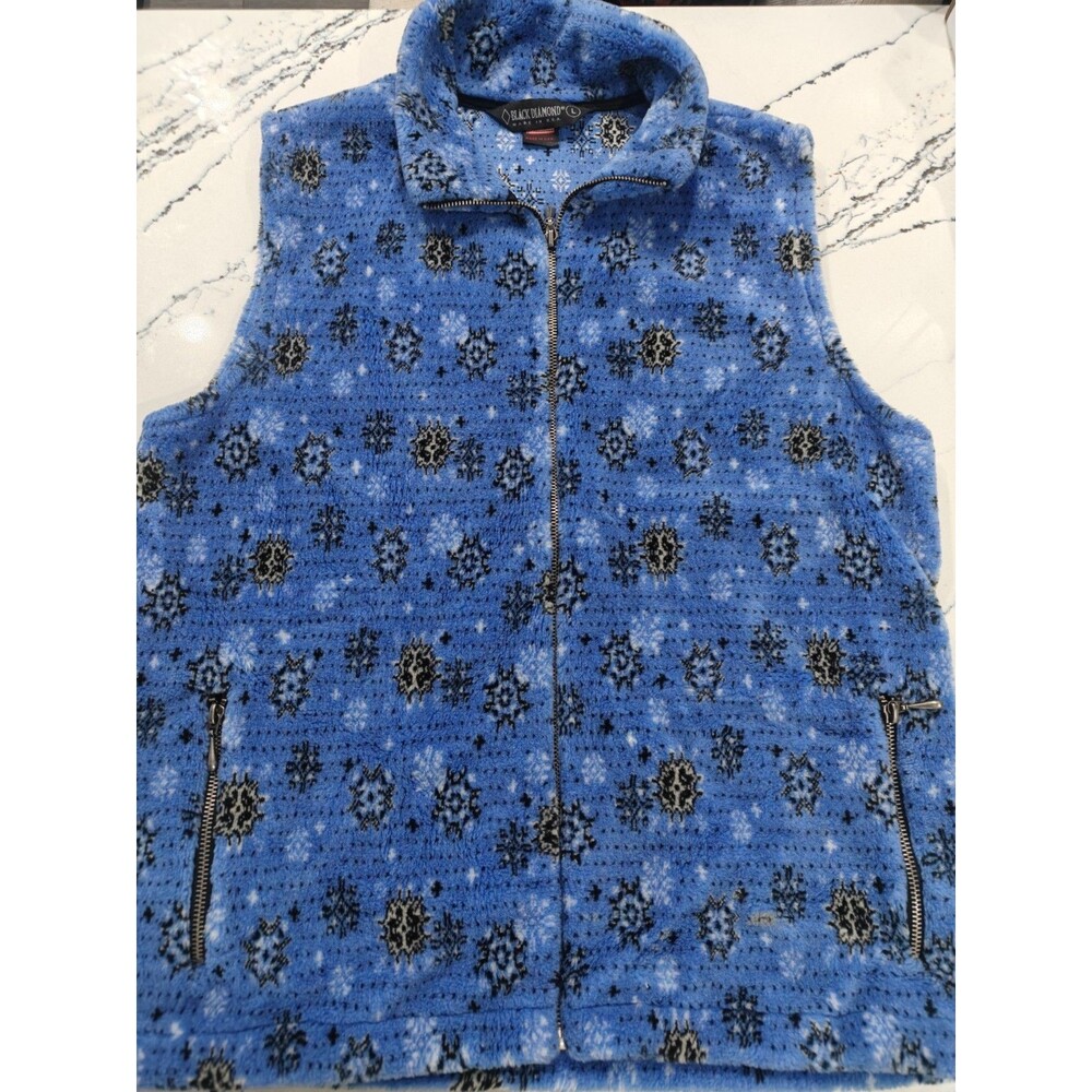 Vintage Black Diamond Men’s Vest Yukon Fleece Sz Large Blue Snow Zip Made in USA